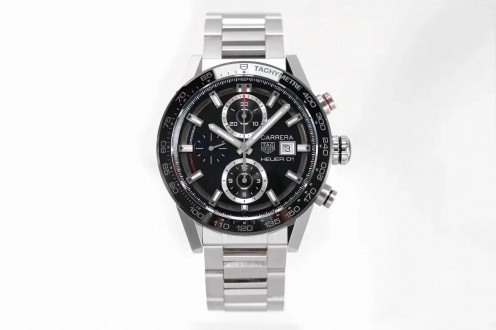 XF泰格豪雅卡莱拉之“黑面旋风”精钢计时腕表CAR201W.BA0714复刻手表